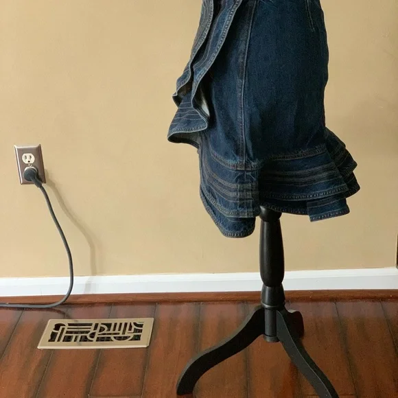 Lee X Self-Portrait Tiered Ruffle Mini Denim Skirt - Picture 5 of 11